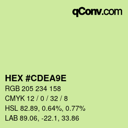 Code couleur: HEX #CDEA9E | qconv.com