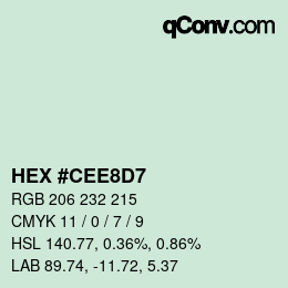 Código de color: HEX #CEE8D7 | qconv.com