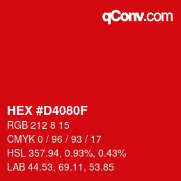 Farbcode: HEX #D4080F | qconv.com