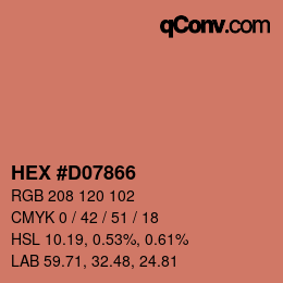 Código de color: HEX #D07866 | qconv.com