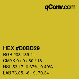 Farbcode: HEX #D0BD29 | qconv.com