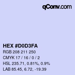 カラーコード: HEX #D0D3FA | qconv.com