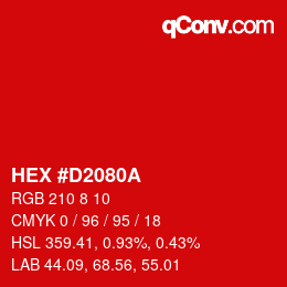 Farbcode: HEX #D2080A | qconv.com