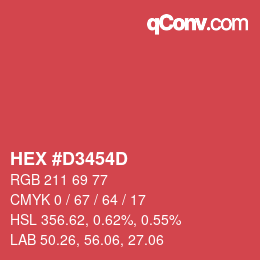 Farbcode: HEX #D3454D | qconv.com