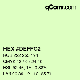 Código de color: HEX #DEFFC2 | qconv.com