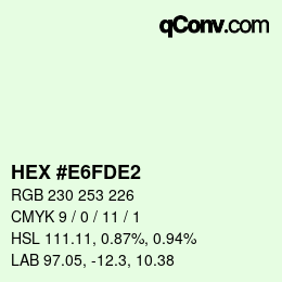 Código de color: HEX #E6FDE2 | qconv.com