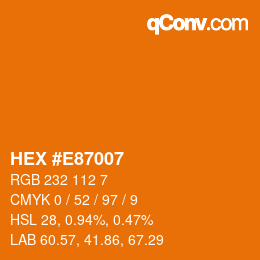 Color code: HEX #E87007 | qconv.com