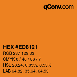 カラーコード: HEX #ED8121 | qconv.com