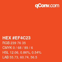 Code couleur: HEX #EF4C23 | qconv.com