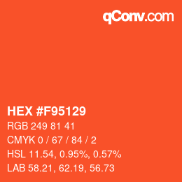 カラーコード: HEX #F95129 | qconv.com