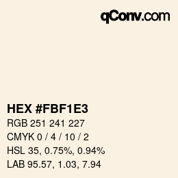 Farbcode: HEX #FBF1E3 | qconv.com