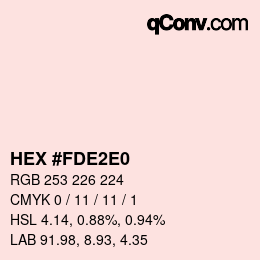 カラーコード: HEX #FDE2E0 | qconv.com