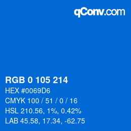 カラーコード: RGB 0 105 214 | qconv.com