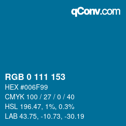 Color code: RGB 0 111 153 | qconv.com