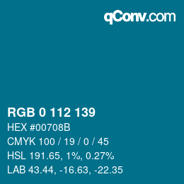 Código de color: RGB 0 112 139 | qconv.com