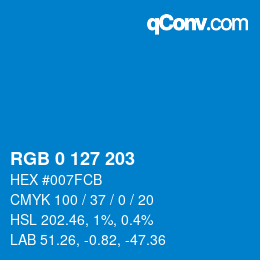 カラーコード: RGB 0 127 203 | qconv.com