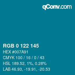 Color code: RGB 0 122 145 | qconv.com