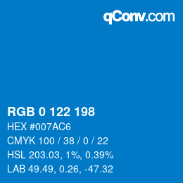 Color code: RGB 0 122 198 | qconv.com