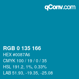 Código de color: RGB 0 135 166 | qconv.com