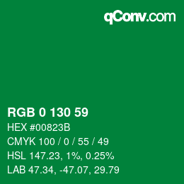 Code couleur: RGB 0 130 59 | qconv.com