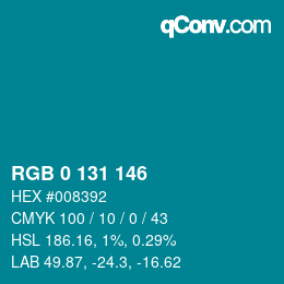 カラーコード: RGB 0 131 146 | qconv.com