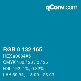 Color code: RGB 0 132 165 | qconv.com