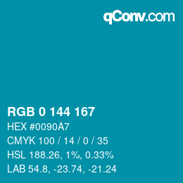 カラーコード: RGB 0 144 167 | qconv.com