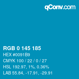 Farbcode: RGB 0 145 185 | qconv.com