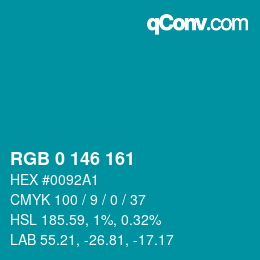 Color code: RGB 0 146 161 | qconv.com