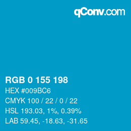 Farbcode: RGB 0 155 198 | qconv.com