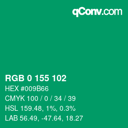 Color code: RGB 0 155 102 | qconv.com