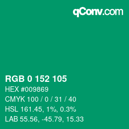 Código de color: RGB 0 152 105 | qconv.com