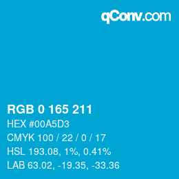 Farbcode: RGB 0 165 211 | qconv.com