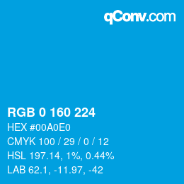 Color code: RGB 0 160 224 | qconv.com