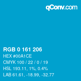 Color code: RGB 0 161 206 | qconv.com