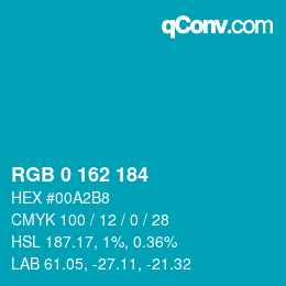 Código de color: RGB 0 162 184 | qconv.com