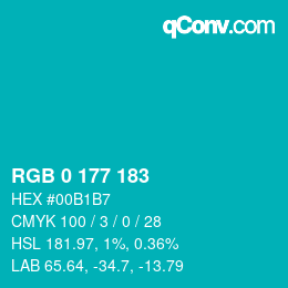 カラーコード: RGB 0 177 183 | qconv.com