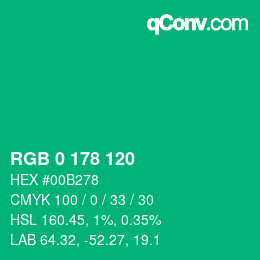 Código de color: RGB 0 178 120 | qconv.com