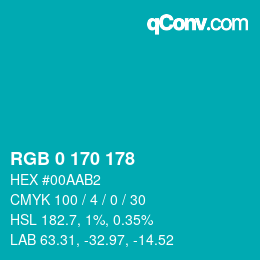 Código de color: RGB 0 170 178 | qconv.com