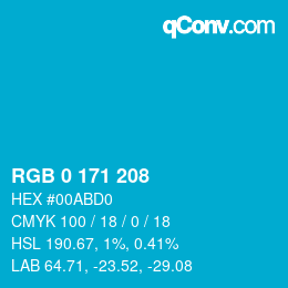 カラーコード: RGB 0 171 208 | qconv.com