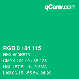 Farbcode: RGB 0 184 115 | qconv.com