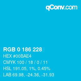 Color code: RGB 0 186 228 | qconv.com