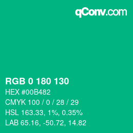 Code couleur: RGB 0 180 130 | qconv.com