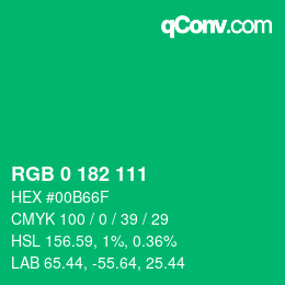 Color code: RGB 0 182 111 | qconv.com