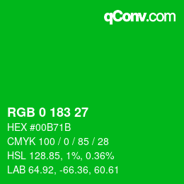 Color code: RGB 0 183 27 | qconv.com