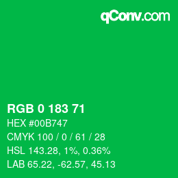 カラーコード: RGB 0 183 71 | qconv.com