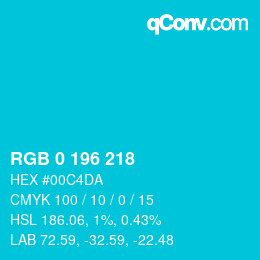 Color code: RGB 0 196 218 | qconv.com