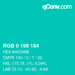 Farbcode: RGB 0 198 184 | qconv.com