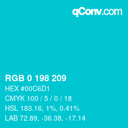 Código de color: RGB 0 198 209 | qconv.com