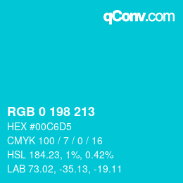 カラーコード: RGB 0 198 213 | qconv.com